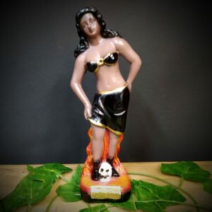 IMAGEM EM GESSO POMBO GIRA MARIA PADILHA DAS ALMAS ROUPA PRETA 22CM