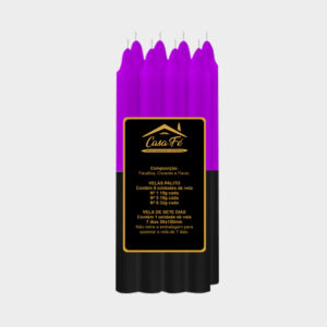 VELA PALITO N8 BICOLOR PRETA COM ROXA 256G - CASA FÉ