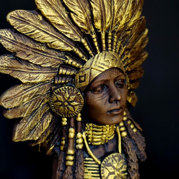 IMAGEM EM GESSO BUSTO CABOCLA ENVELHECIDA 29CM - Imagem 2