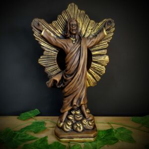 IMAGEM EM GESSO JESUS RESSUSCITADO ENVELHECIDO 31CM