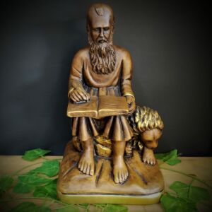 IMAGEM EM GESSO SÃO GERÔNIMO ENVELHECIDO 32CM