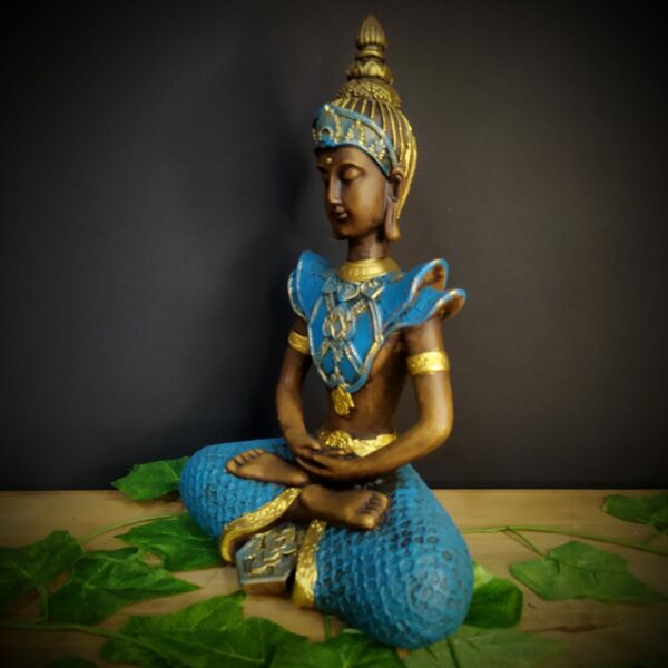 BUDA HINDU ENVELHECIDO COM AZUL 29CM - Imagem 2