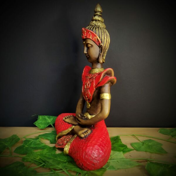 BUDA HINDU ENVELHECIDO COM VERMELHO 29CM - Imagem 2