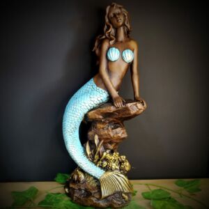 IMAGEM EM GESSO ORIXÁ IEMANJÁ SEREIA ENVELHECIDA 44CM