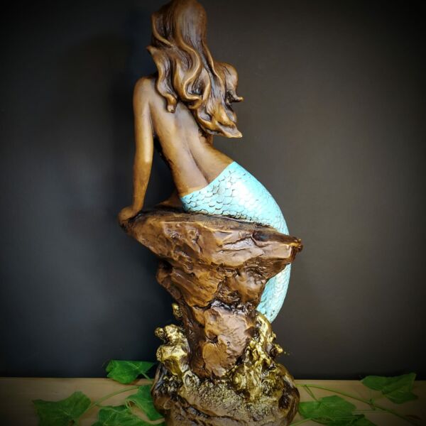 IMAGEM EM GESSO ORIXÁ IEMANJÁ SEREIA ENVELHECIDA 44CM - Imagem 2