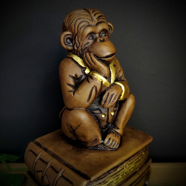 IMAGEM EM GESSO MACACO DA SABEDORIA PENSATIVO 20CM - Imagem 2