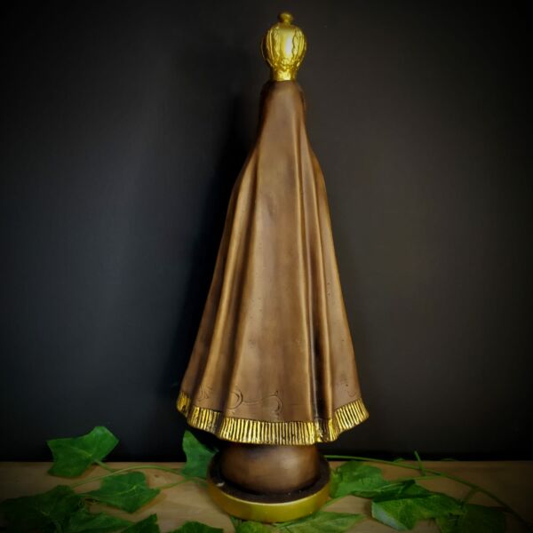 IMAGEM EM GESSO NOSSA SENHORA APARECIDA COM ANJO ENVELHECIDA 39CM - Imagem 2