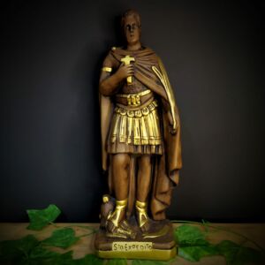 IMAGEM EM GESSO SANTO EXPEDITO ENVELHECIDO 39CM