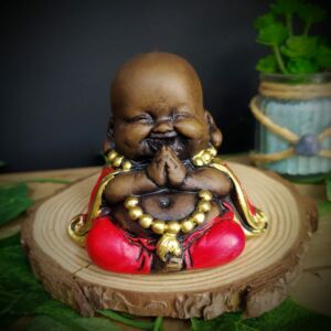 MINI BUDA DA PROSPERIDADE ENVELHECIDO COM VERMELHO 7CM