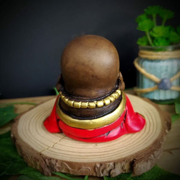 MINI BUDA DA PROSPERIDADE ENVELHECIDO COM VERMELHO 7CM - Imagem 3