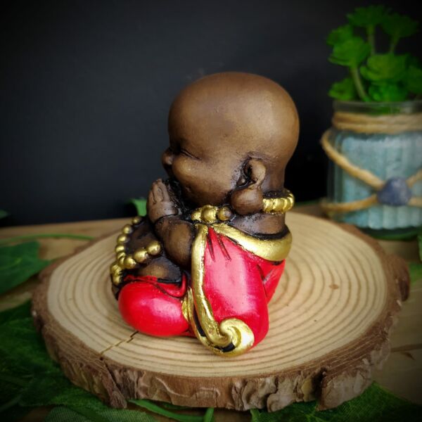 MINI BUDA DA PROSPERIDADE ENVELHECIDO COM VERMELHO 7CM - Imagem 2