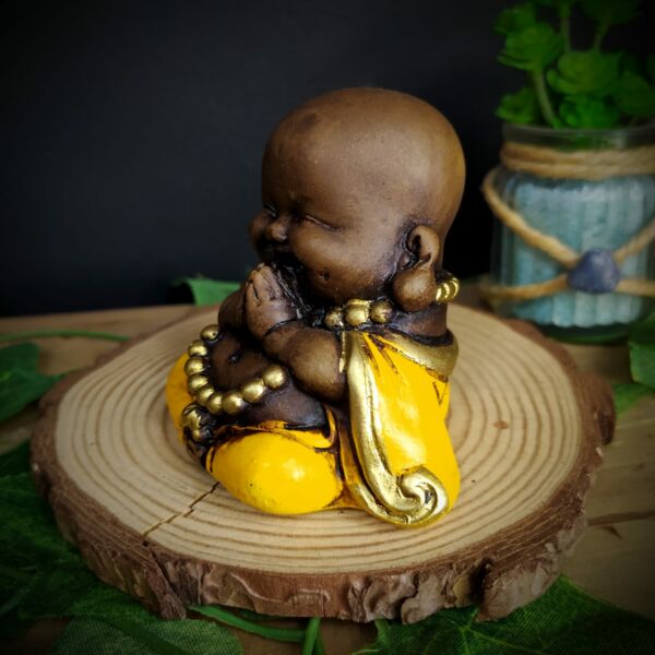 MINI BUDA DA PROSPERIDADE ENVELHECIDO COM AMARELO 7CM - Imagem 2