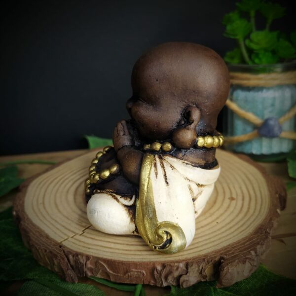 MINI BUDA DA PROSPERIDADE ENVELHECIDO COM BRANCO 7CM - Imagem 2