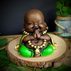 MINI BUDA DA PROSPERIDADE ENVELHECIDO COM VERDE 7CM
