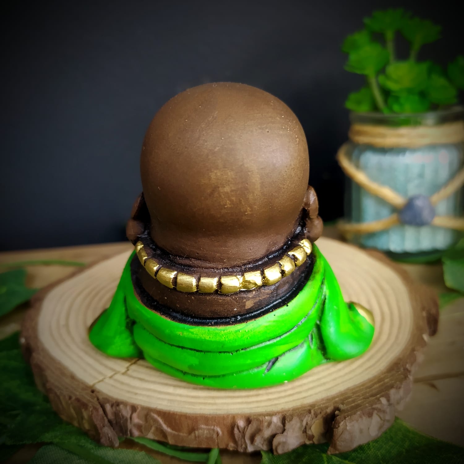 MINI BUDA DA PROSPERIDADE ENVELHECIDO COM VERDE 7CM - Imagem 3