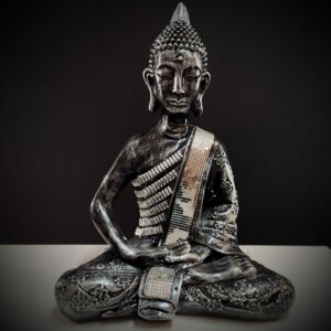 BUDA TAILANDÊS PRATA COM STRASS 60CM