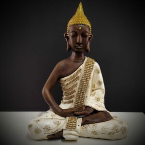 BUDA TAILANDÊS BRANCO COM STRASS 60CM