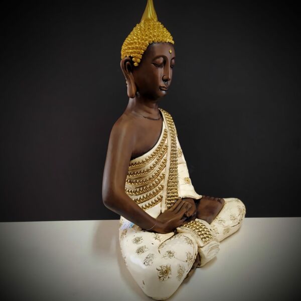 BUDA TAILANDÊS BRANCO COM STRASS 60CM - Imagem 2