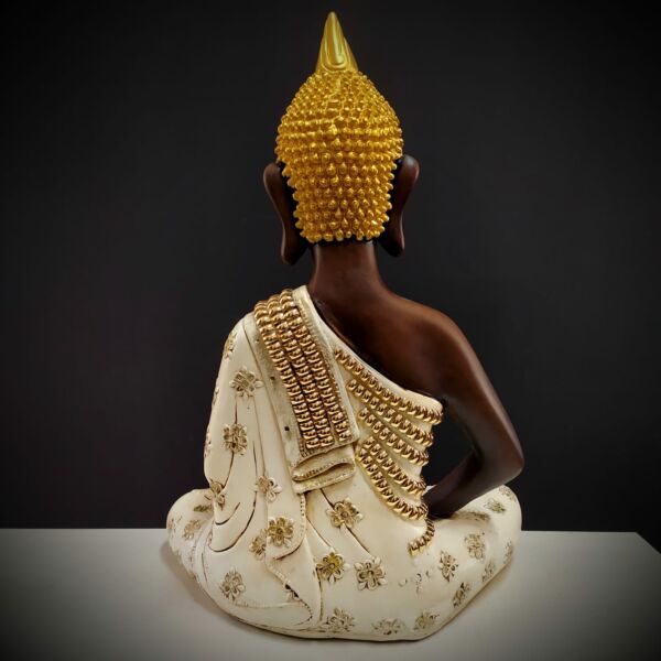 BUDA TAILANDÊS BRANCO COM STRASS 60CM - Imagem 3