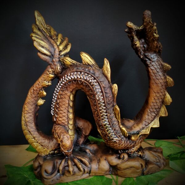 IMAGEM EM GESSO DRAGÃO CHINÊS ENVELHECIDO COM STRASS 28CM - Image 3