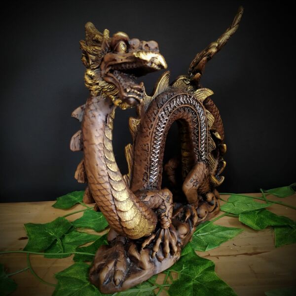 IMAGEM EM GESSO DRAGÃO CHINÊS ENVELHECIDO COM STRASS 28CM - Image 2