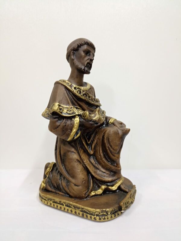 IMAGEM DE GESSO SÃO FRANCISCO AJOELHADO 21CM - Imagem 2