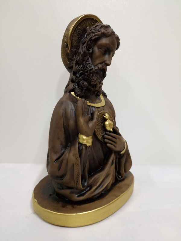 IMAGEM EM GESSO BUSTO SAGRADO CORAÇÃO DE JESUS P 19 CM ENVELHECIDO - Imagem 2