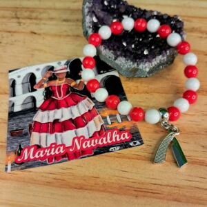 PULSEIRA MARIA NAVALHA CONTAS 8MM E PINGENTE