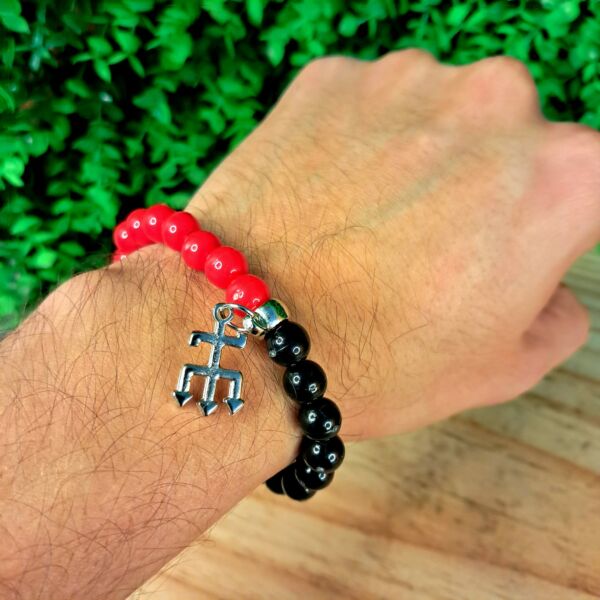 PULSEIRA EXU CONTAS 8MM E PINGENTE - Imagem 2