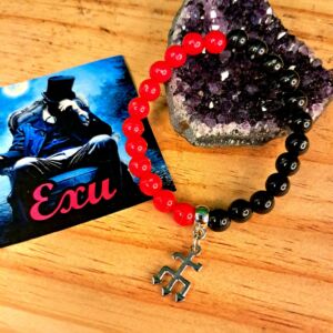 PULSEIRA EXU CONTAS 8MM E PINGENTE
