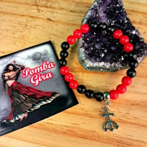 PULSEIRA POMBA GIRA CONTAS 8MM E PINGENTE