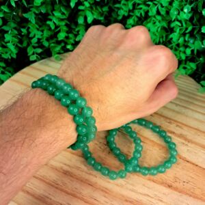PULSEIRA DE CRISTAIS QUARTZO VERDE CONTAS 8MM