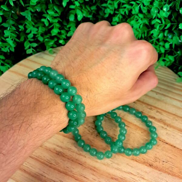 PULSEIRA DE CRISTAIS QUARTZO VERDE CONTAS 8MM