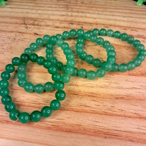 PULSEIRA DE CRISTAIS QUARTZO VERDE CONTAS 8MM - Imagem 2