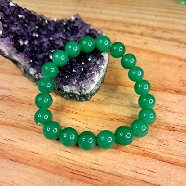 PULSEIRA DE CRISTAIS QUARTZO VERDE CONTAS 8MM - Imagem 3