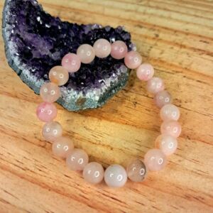 PULSEIRA DE CRISTAL QUARTZO ROSA CONTAS 8MM