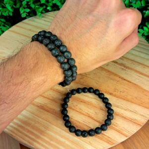PULSEIRA DE CRISTAL VULCÂNICO CONTAS 8MM