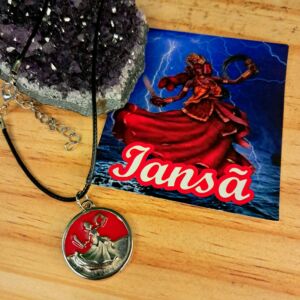 COLAR ORIXÁ IANSÃ COM MEDALHA PRATA RESINADA
