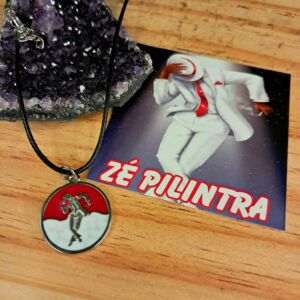 COLAR ZÉ PELINTRA COM MEDALHA PRATA RESINADA