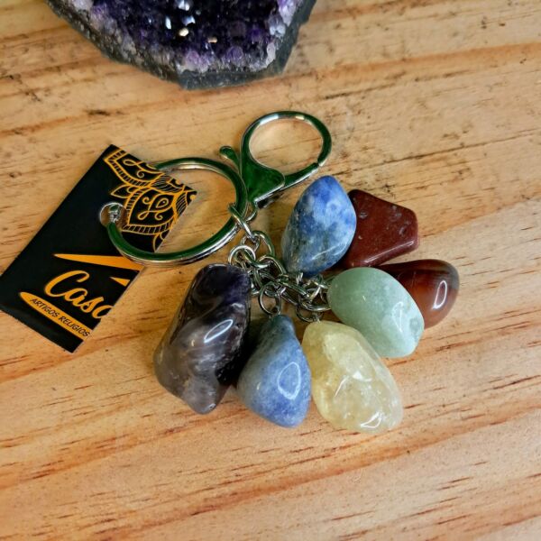 CHAVEIRO DE CRISTAIS NATURAIS SETE CHAKRAS - Imagem 2