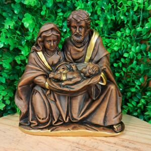 IMAGEM EM GESSO SAGRADA FAMÍLIA COM MENINO JESUS 17CM