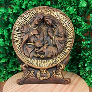 IMAGEM EM GESSO PRATO SAGRADA FAMÍLIA 29CM