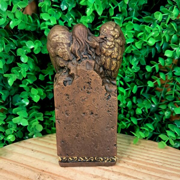 IMAGEM EM GESSO SAGRADA FAMÍLIA COM ANJO NO PEDESTAL 13CM - Imagem 3