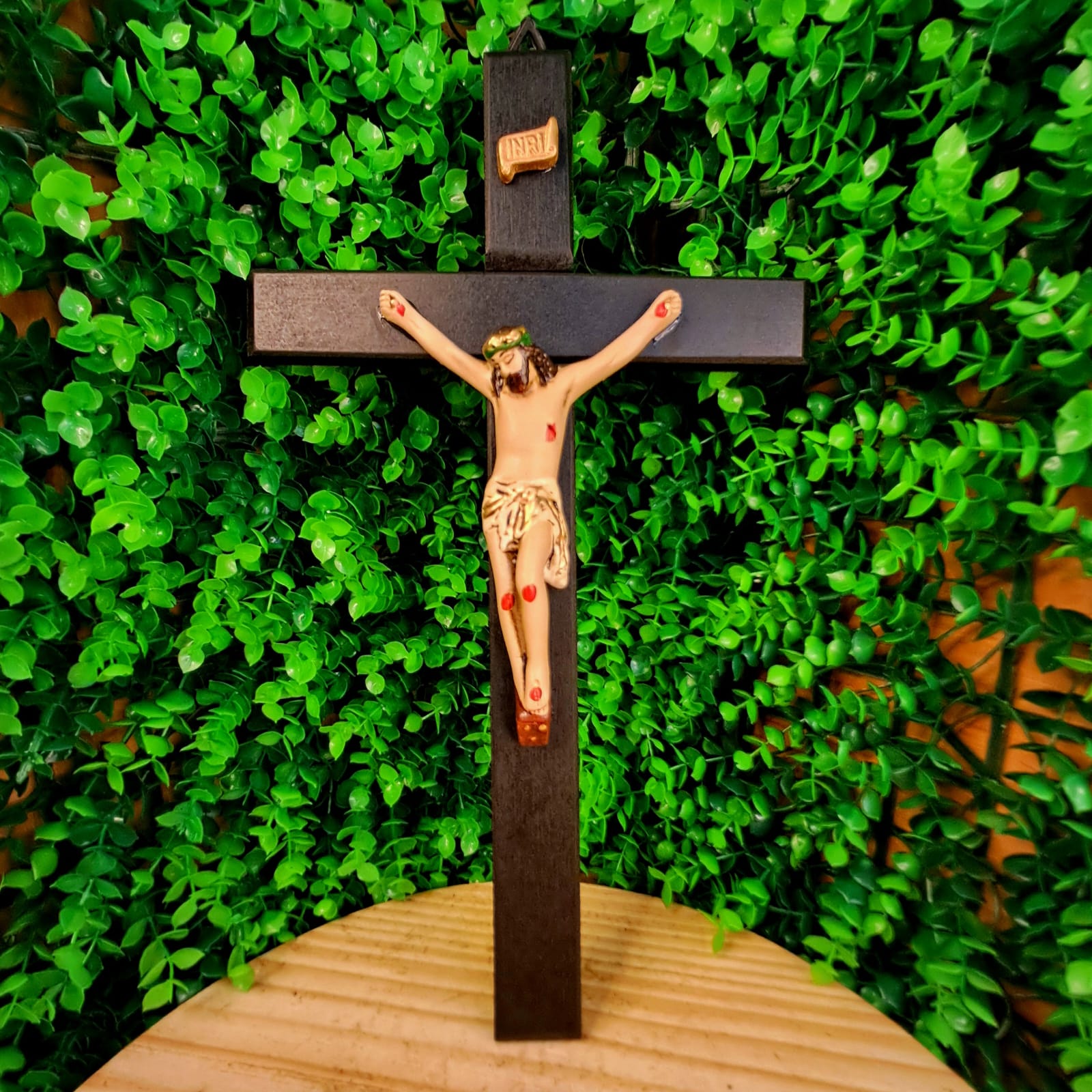 CRUCIFIXO DE PAREDE MDF PRETO 32CM