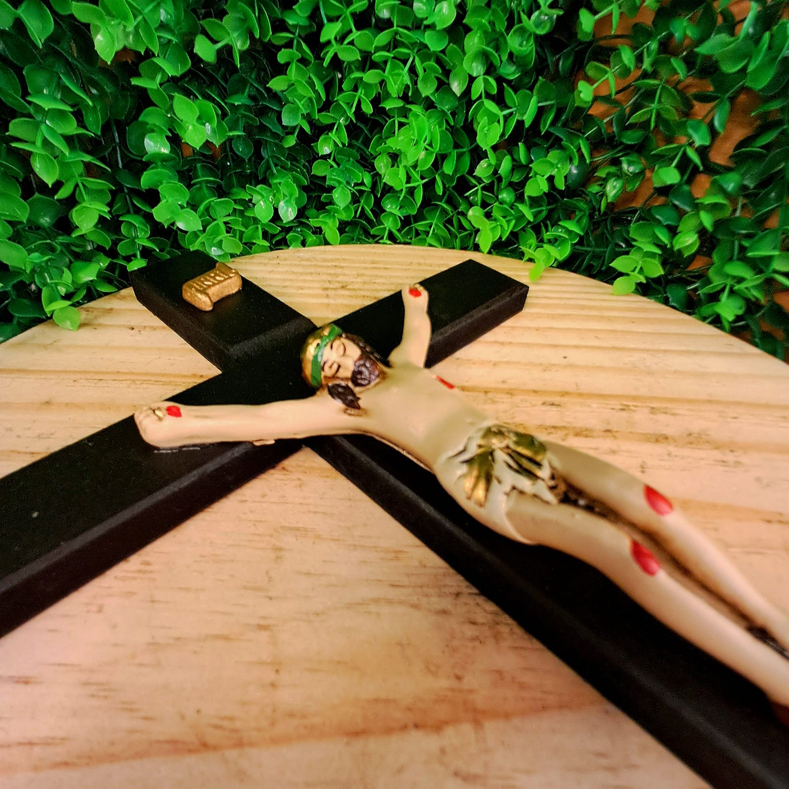 CRUCIFIXO DE PAREDE MDF PRETO 32CM - Imagem 2