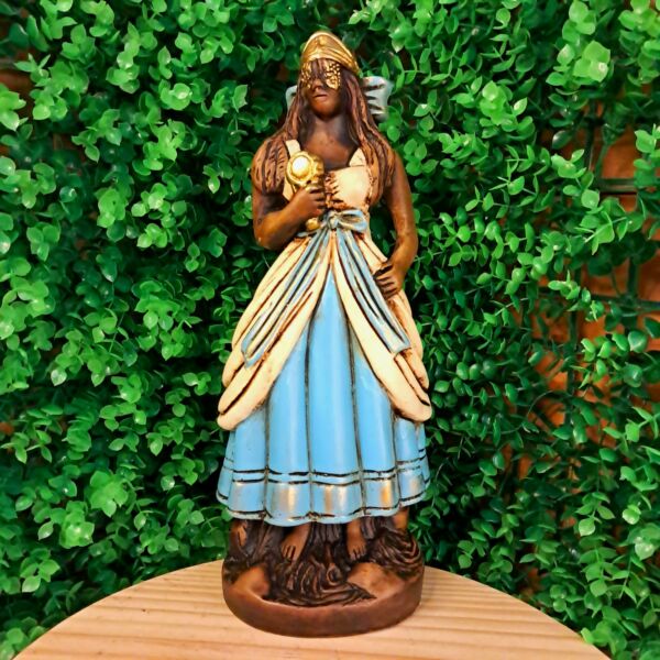 IMAGEM EM GESSO ORIXÁ IEMANJÁ ENVELHECIDA 30CM