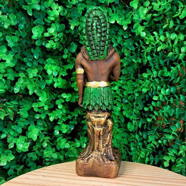 IMAGEM EM GESSO CABOCLO ARRANCA TOCO PENAS VERDES 24CM - Imagem 3