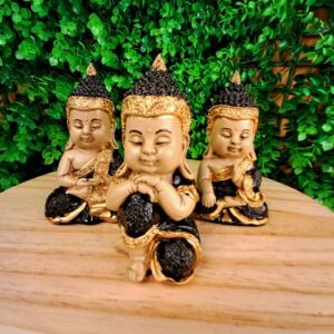 TRIO DE BUDAS DA HARMONIA PRETO 11CM