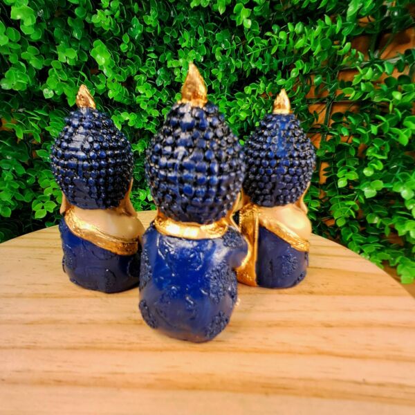 TRIO DE BUDAS DA HARMONIA AZUL ESCURO 11CM - Imagem 2