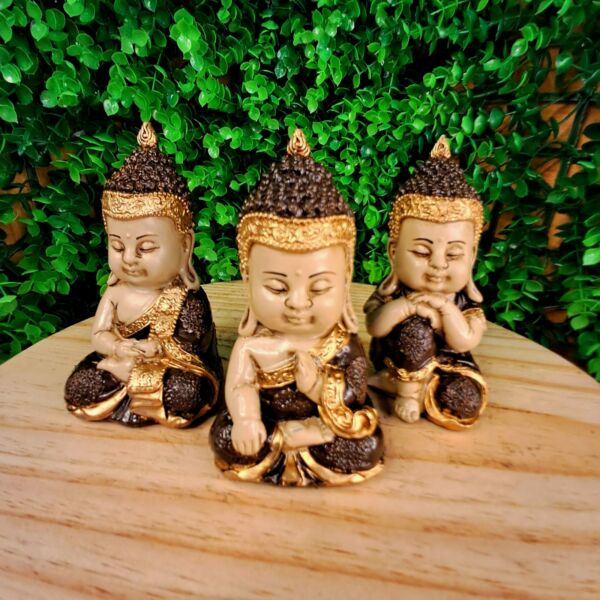 TRIO DE BUDAS DA HARMONIA MARROM 11CM